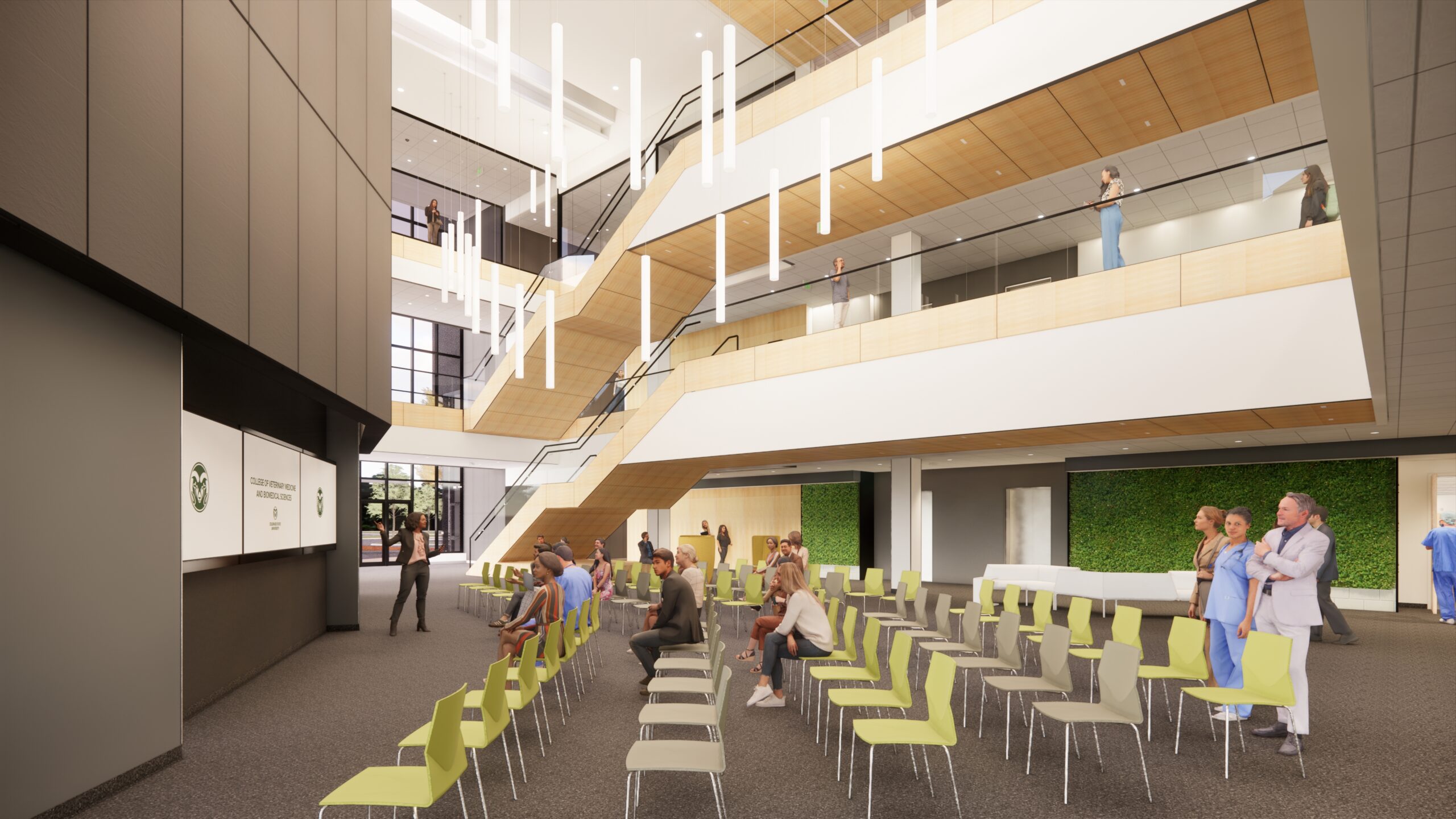 rendering of the atrium in the Veterinary Hospital and Education Complex