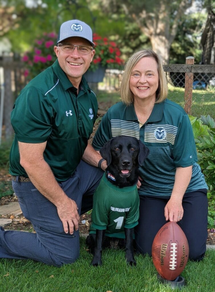 Wonder, the tee dog, with her family