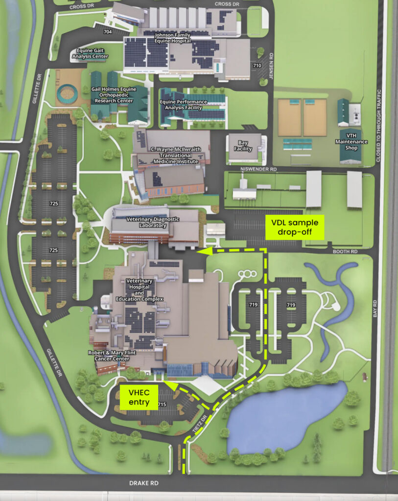 map of CSU Veterinary Health Campus