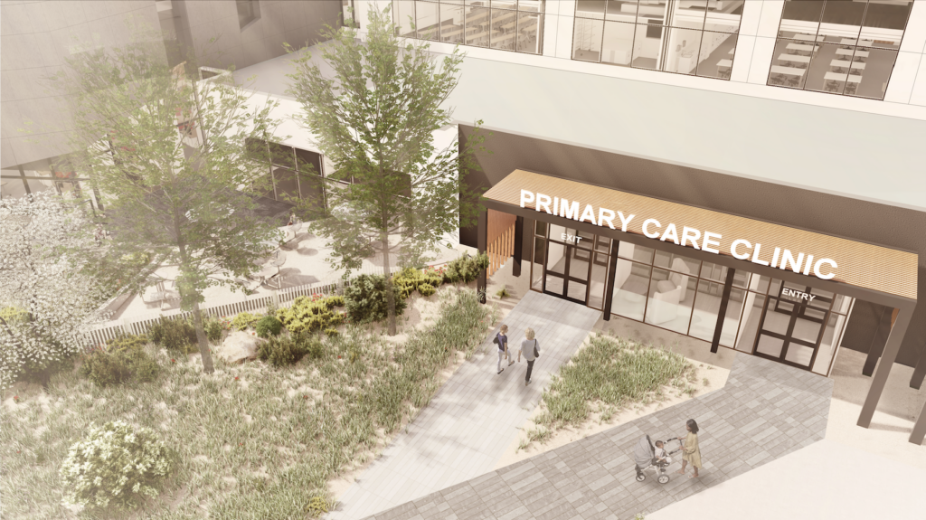 Rendering of exterior of the CSU primary care service